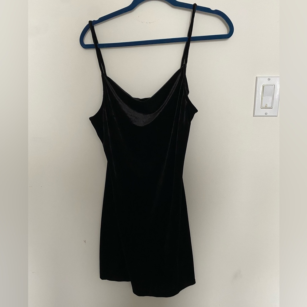 Velvet spaghetti strap mini dress